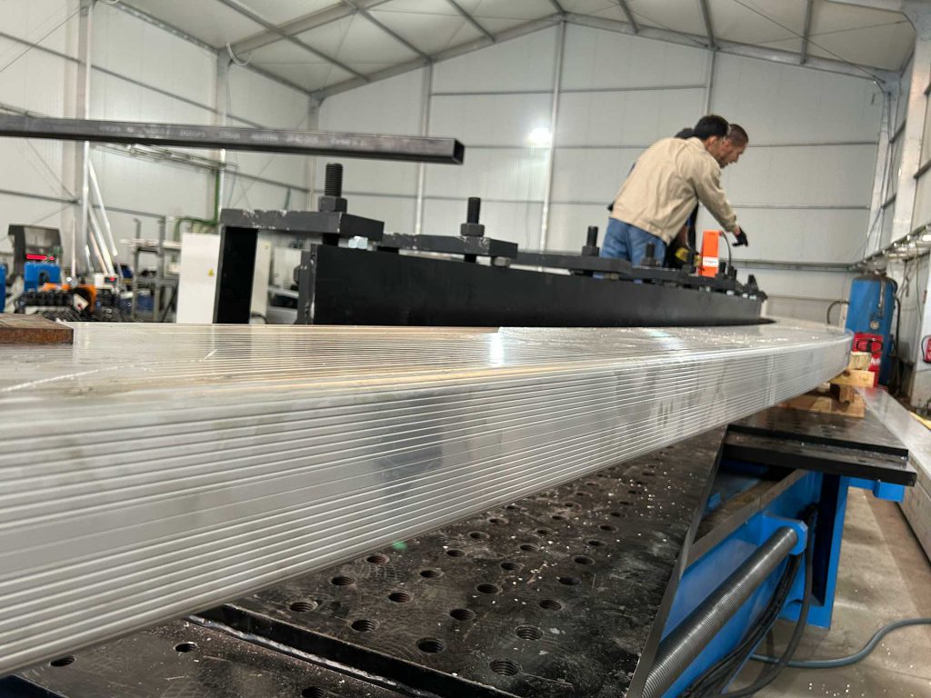 Bending aluminum tent pole