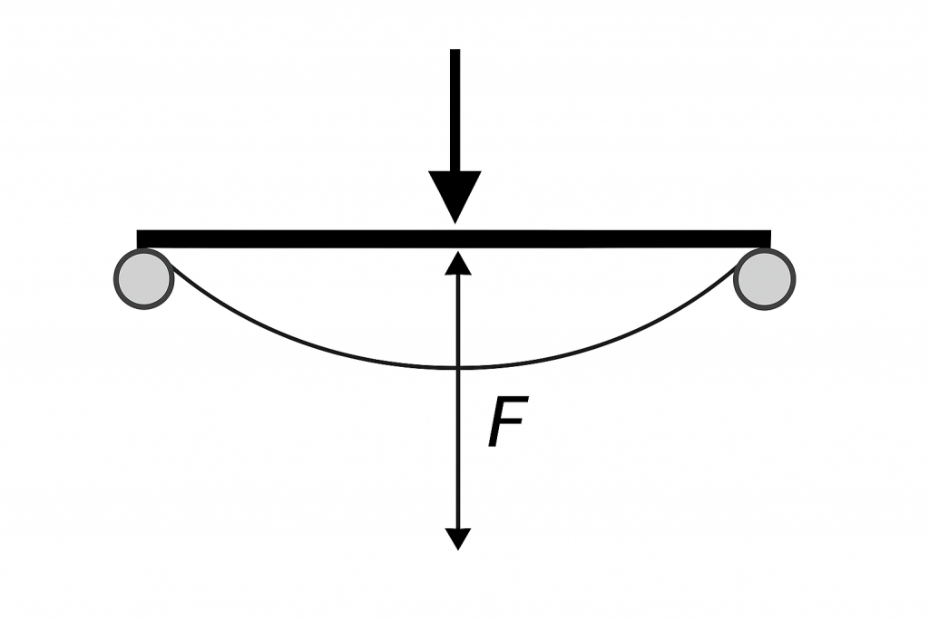Schematic diagram of Deflection (F, cm) for roll bending
